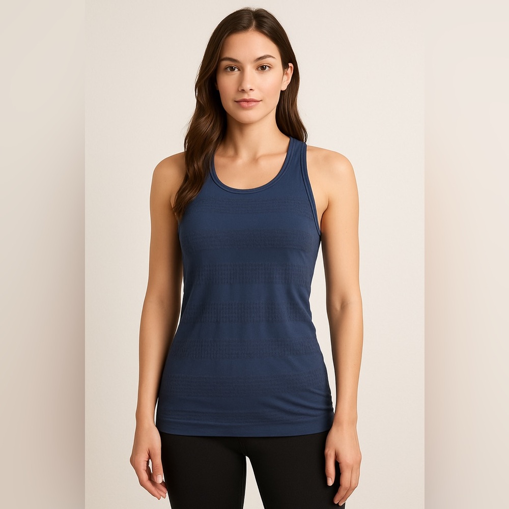 Athleta Navy Blue Seamless Textured Racerback Tank Top Size XS